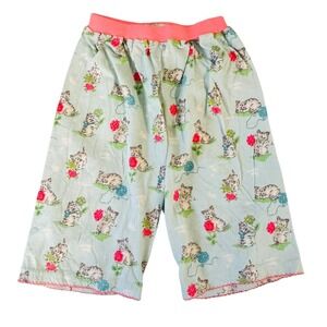 Cath‎ Kids London Girls Pajama Pants Kitten Cat Floral Print Blue Pink Size 2-3